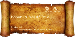Mahunka Valéria névjegykártya
